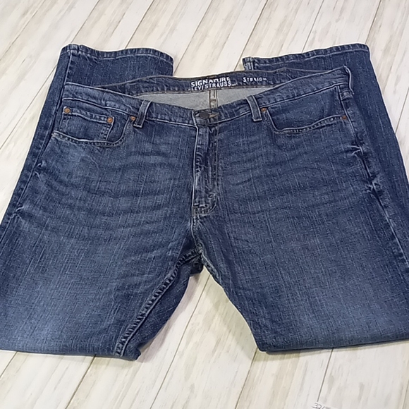 Signature by Levi Strauss Straight Leg Blue Jeans Men's Size W40L31 - Picture 2 of 16